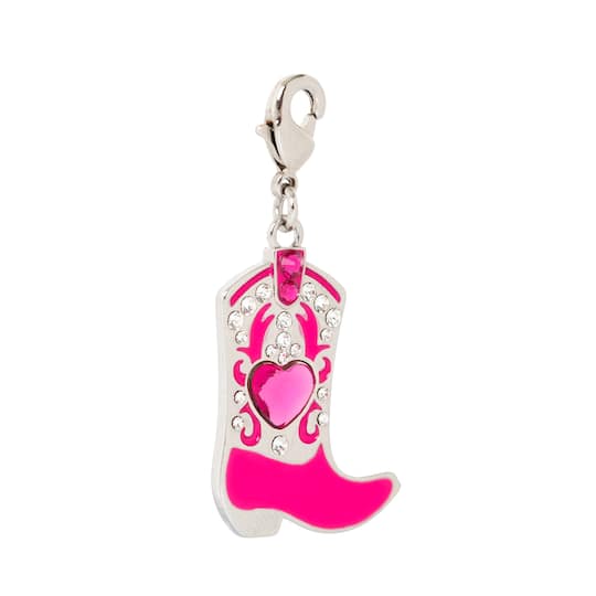 Pink Cowgirl Boot Austrian Crystal Charm by Bead Landing™